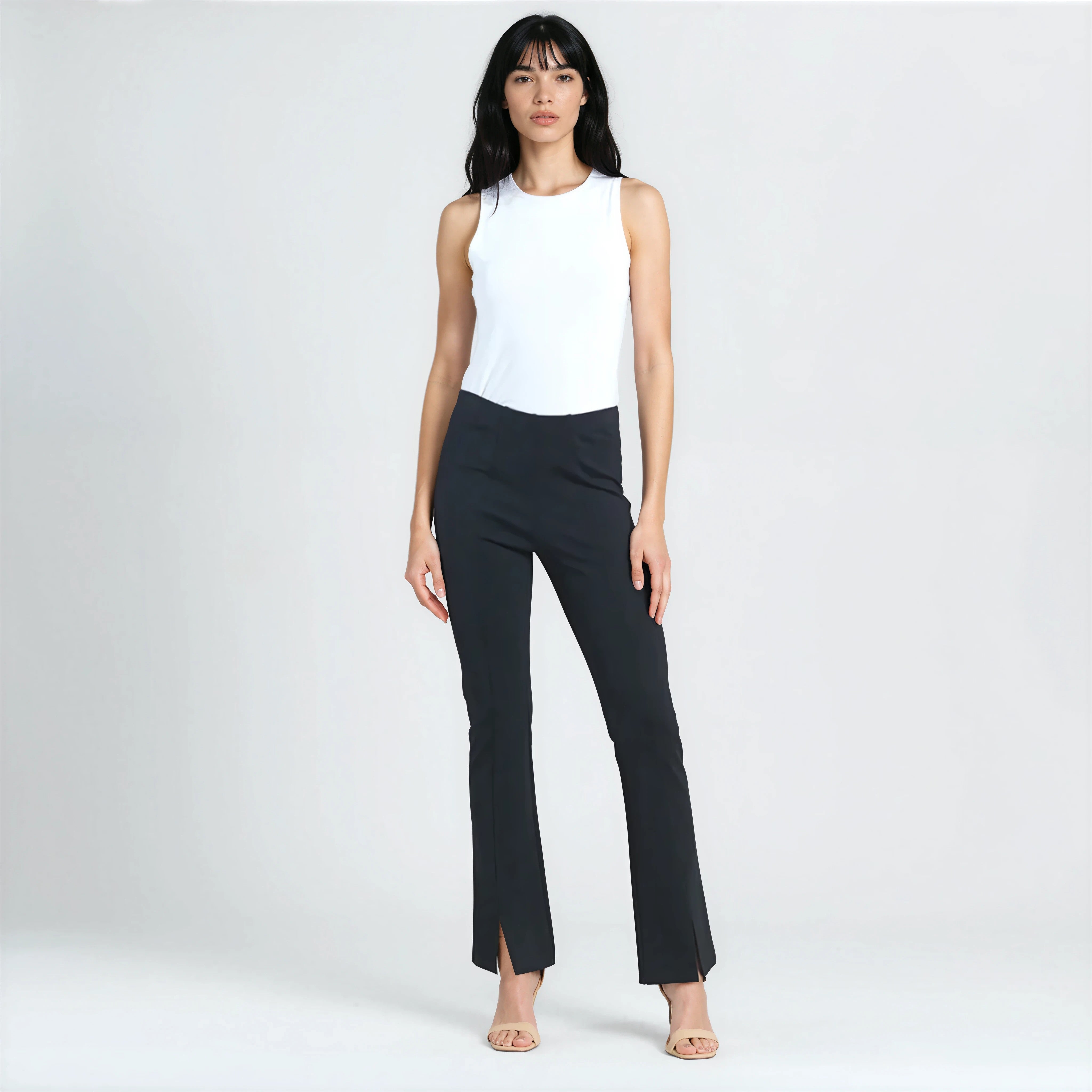 Ponte Knit - Kick Front Slit Pant - Black – Clara Sunwoo