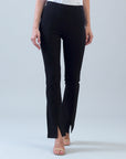 Ponte Knit - Kick Front Slit Pant - Black