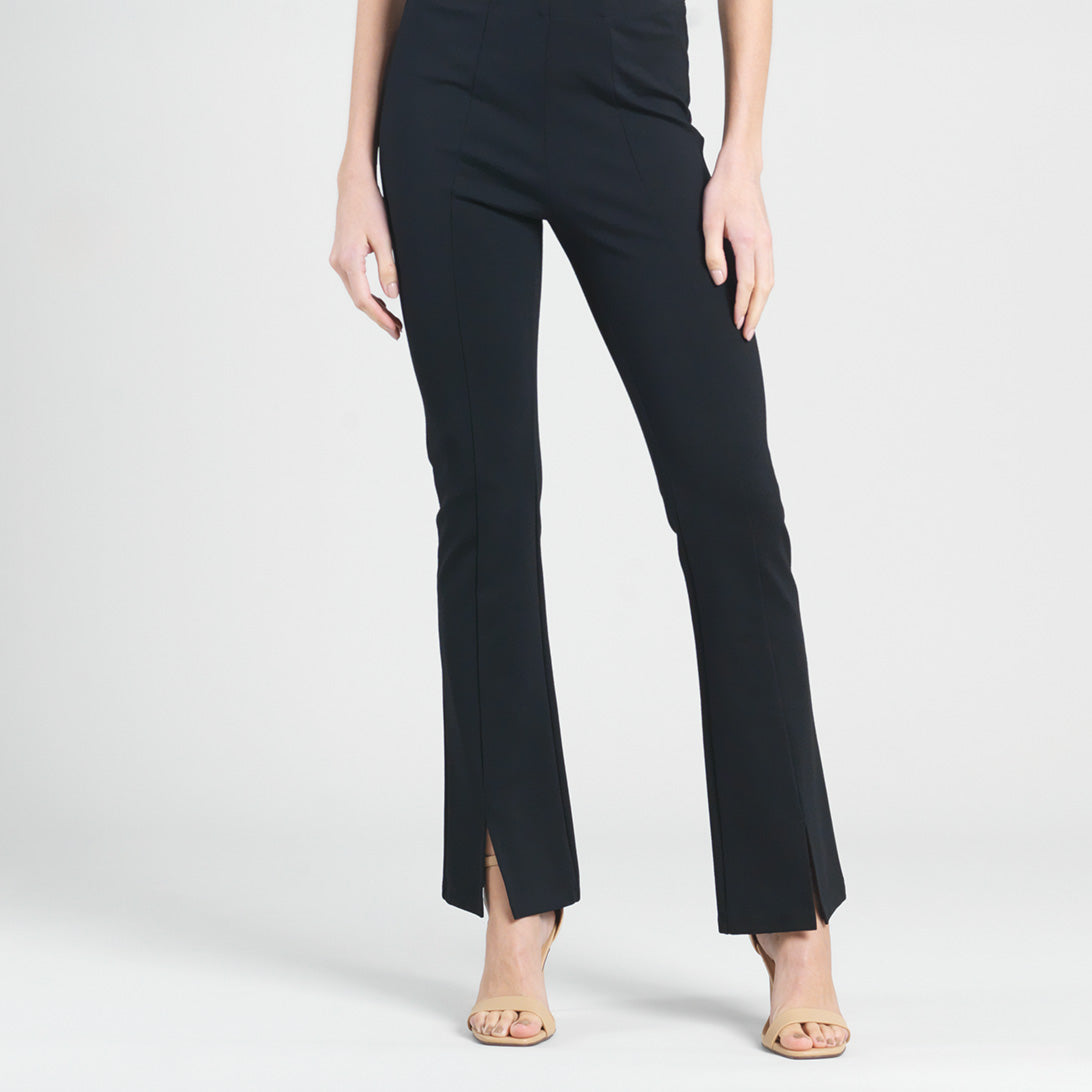 Ponte Knit - Kick Front Slit Pant - Black – Clara Sunwoo