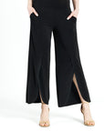 Front Slit Ankle Petal Pant - Black