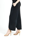 Front Slit Ankle Petal Pant - Black