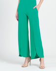 Front Slit Ankle Petal Pant - Emerald