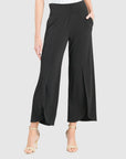 Front Slit Ankle Petal Pant - Black
