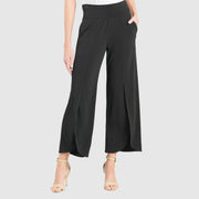 Front Slit Ankle Petal Pant - Black
