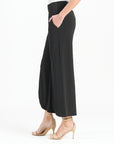 Front Slit Ankle Petal Pant - Black