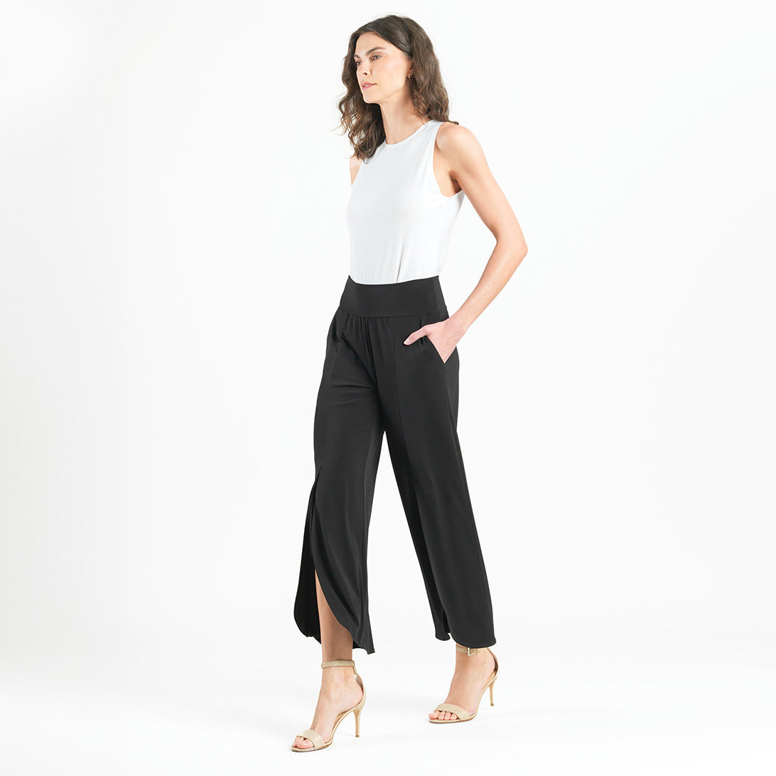 Front Slit Ankle Petal Pant - Black – Clara Sunwoo