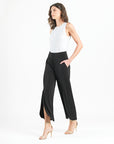Front Slit Ankle Petal Pant - Black