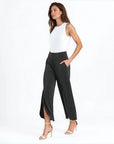 Front Slit Ankle Petal Pant - Black