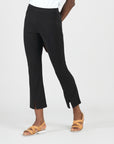 Center Seam Front Slit Ankle Pant - Black