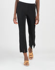 Center Seam Front Slit Ankle Pant - Black