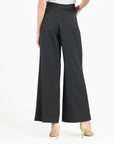 Woven Twill - Zip Closure Wide Leg Pocket Trouser - Black - Final Sale!