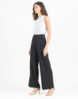 Woven Twill - Zip Closure Wide Leg Pocket Trouser - Black - Final Sale!