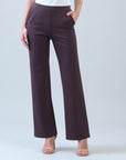 Rayon-Ponte Knit - Loose Leg Pocket Pant - Brown