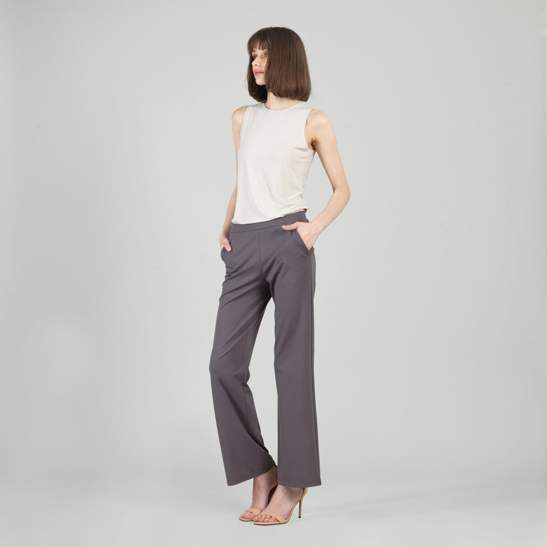 Rayon-Ponte Knit - Loose Leg Pocket Pant - Mocha – Clara Sunwoo