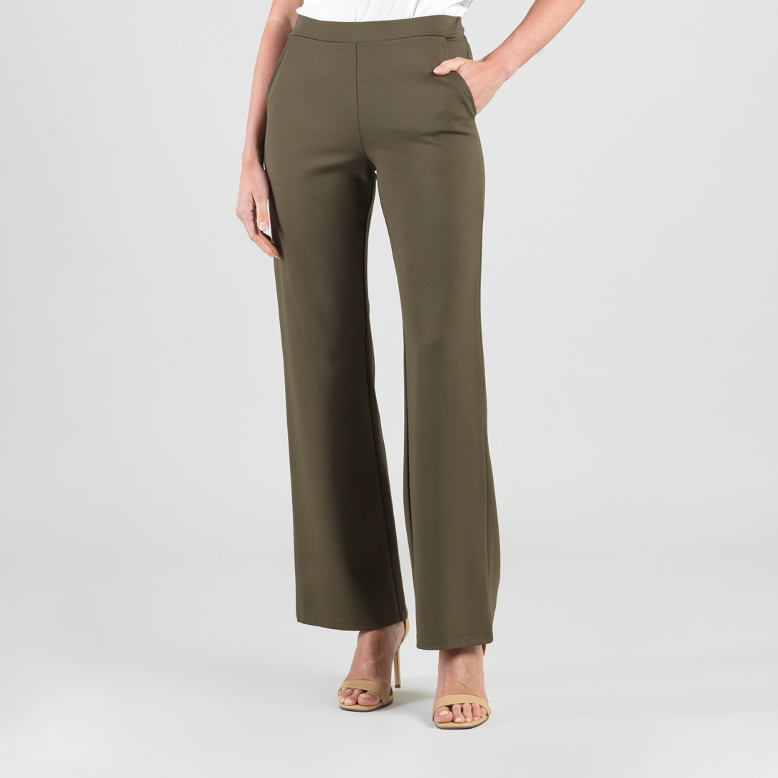 Rayon-Ponte Knit Loose Leg Pocket Pant Olive – Clara Sunwoo