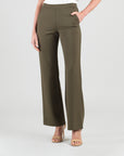 Rayon-Ponte Knit - Loose Leg Pocket Pant - Olive