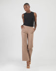Rayon-Ponte Knit - Loose Leg Pocket Pant - Taupe