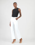 Rayon-Ponte Knit - Loose Leg Pocket Pant - White