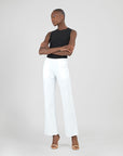 Rayon-Ponte Knit - Loose Leg Pocket Pant - White