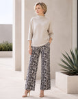 Rayon-Ponte Knit - Loose Leg Pocket Pant - Palm Shadow