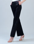 Velvet Shimmer - Loose Leg Pocket Pant - Black