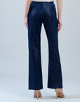 Velvet Shimmer - Loose Leg Pocket Pant - Navy