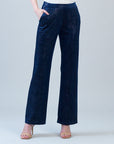 Velvet Shimmer - Loose Leg Pocket Pant - Navy