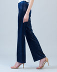 Velvet Shimmer - Loose Leg Pocket Pant - Navy