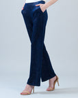 Velvet Shimmer - Loose Leg Pocket Pant - Navy