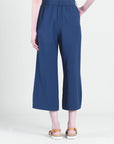 Linen Knit - Tie Waist Cropped Pant - Navy