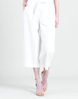 Linen Knit - Tie Waist Cropped Pant - Ivory - Final Sale!