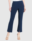 Center Seam Front Slit Ankle Pant - Navy