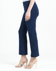 Center Seam Front Slit Ankle Pant - Navy