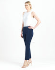 Center Seam Front Slit Ankle Pant - Navy