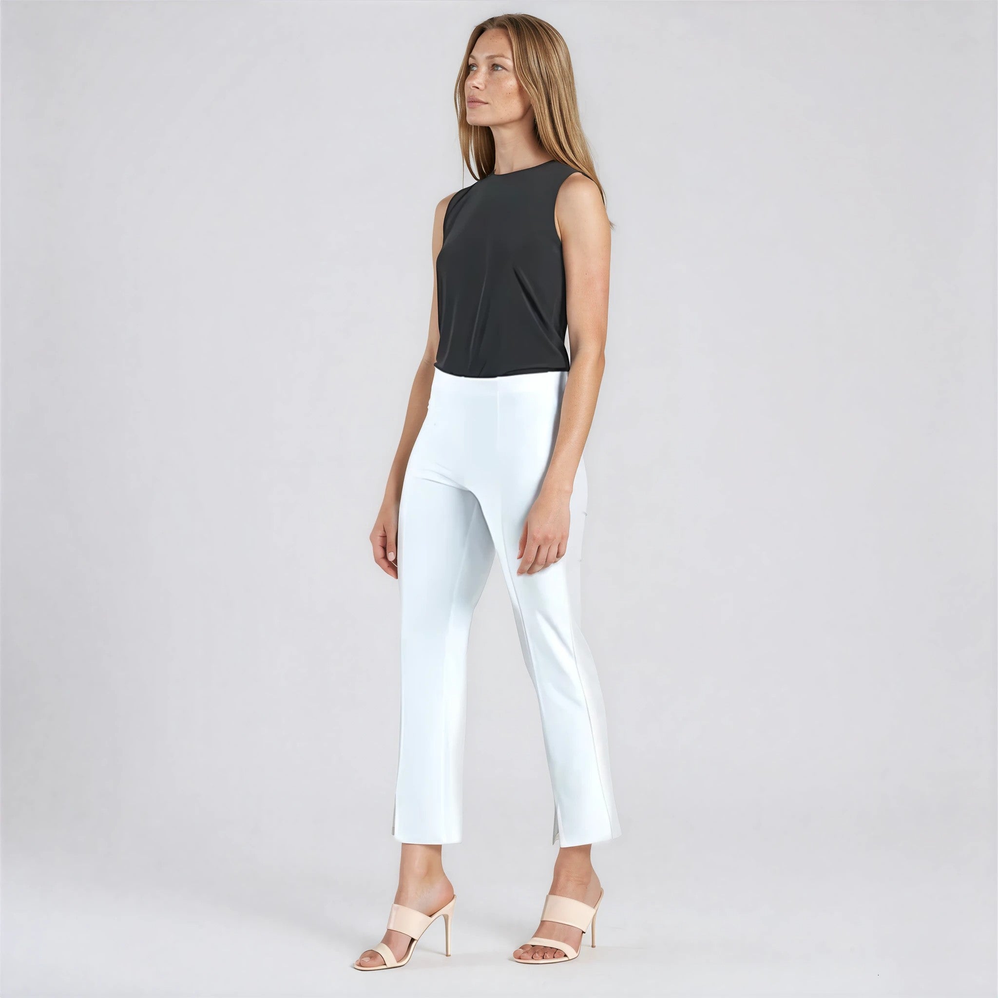 Center Seam Front Slit Ankle Pant - White – Clara Sunwoo