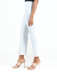Center Seam Front Slit Ankle Pant - White