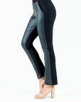 Liquid Leather™ Ponte - Two-Tone Flared Pocket Pant - Black - Final Sale!