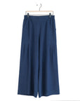 Soft Cotton - Pleated Wide Leg Ankle Pant - Navy