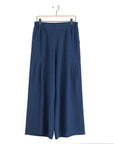Soft Cotton - Pleated Wide Leg Ankle Pant - Navy - Clara Sunwoo