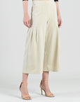 Rayon-Ponte Knit - Pleated Gaucho Pocket Pant - Khaki - Final Sale
