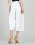 Rayon-Ponte Knit - Pleated Gaucho Pocket Pant - White - Limited Sizes!
