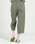 Linen Knit - Front Pocket Low Drop Cropped Pant - Olive