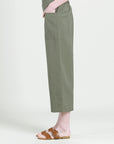 Linen Knit - Front Pocket Low Drop Cropped Pant - Olive