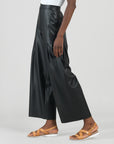 Liquid Leather™ - Sheen Pleated Wide Leg Pocket Pant - Black