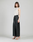 Liquid Leather™ - Sheen Pleated Wide Leg Pocket Pant - Black