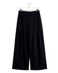 Rayon-Ponte Knit - Pleated Wide Leg Pocket Pant - Black