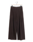 Rayon-Ponte Knit - Pleated Wide Leg Pocket Pant - Brown