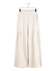 Rayon-Ponte Knit - Pleated Wide Leg Pocket Pant - Khaki