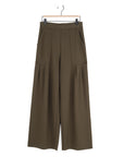 Rayon-Ponte Knit - Pleated Wide Leg Pocket Pant - Olive
