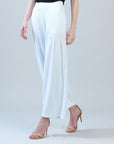 Rayon-Ponte Knit - Pleated Wide Leg Pocket Pant - White
